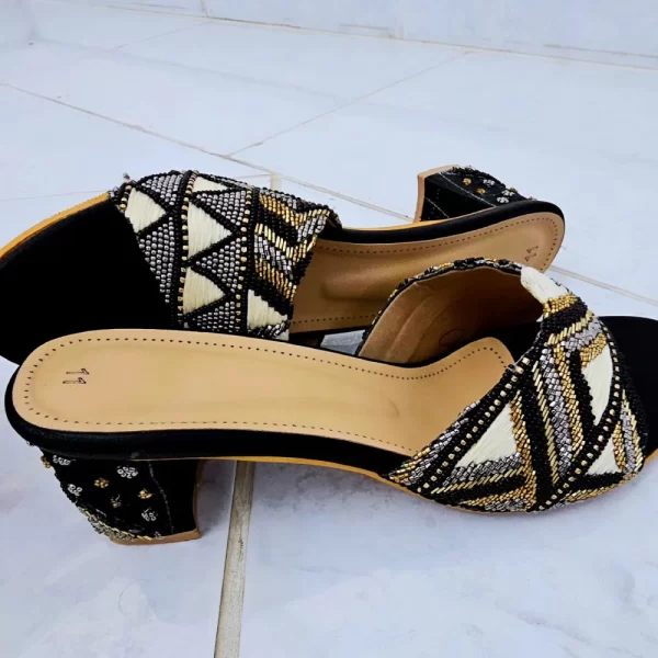 Black and Gold Heel Sandal