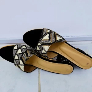 Black and Gold Heel Sandal